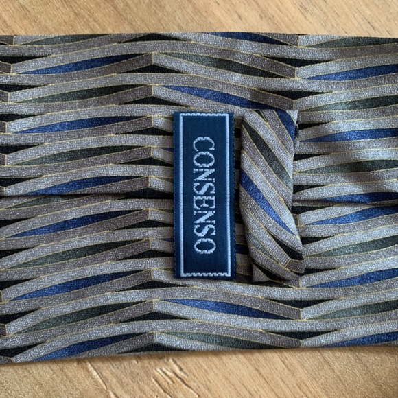 100% silk vintage 80s 90s metallic tie - Picture 2 of 5